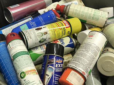 Empty shop aerosol cans